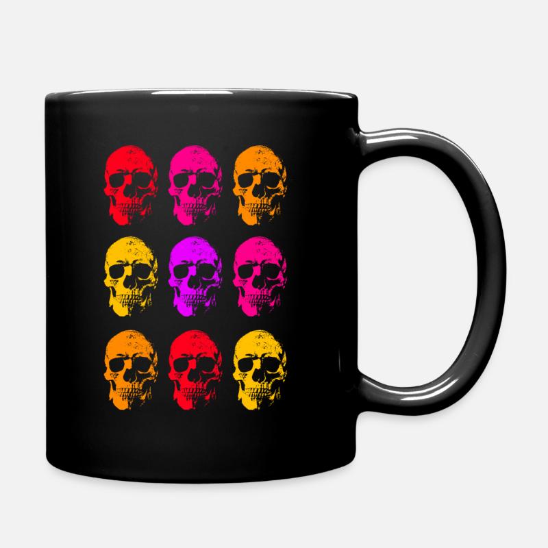 Farbige lineare Totenkopfkunst - Tasse einfarbig - Schwarz