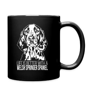 Welsh Springer Spaniel life better dog Wilsigns - Full Colour Mug - black - Right