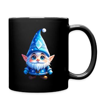 Blauer Weihnachtswichtel mit Zipfelmütze - Tasse einfarbig - Schwarz - Rechts