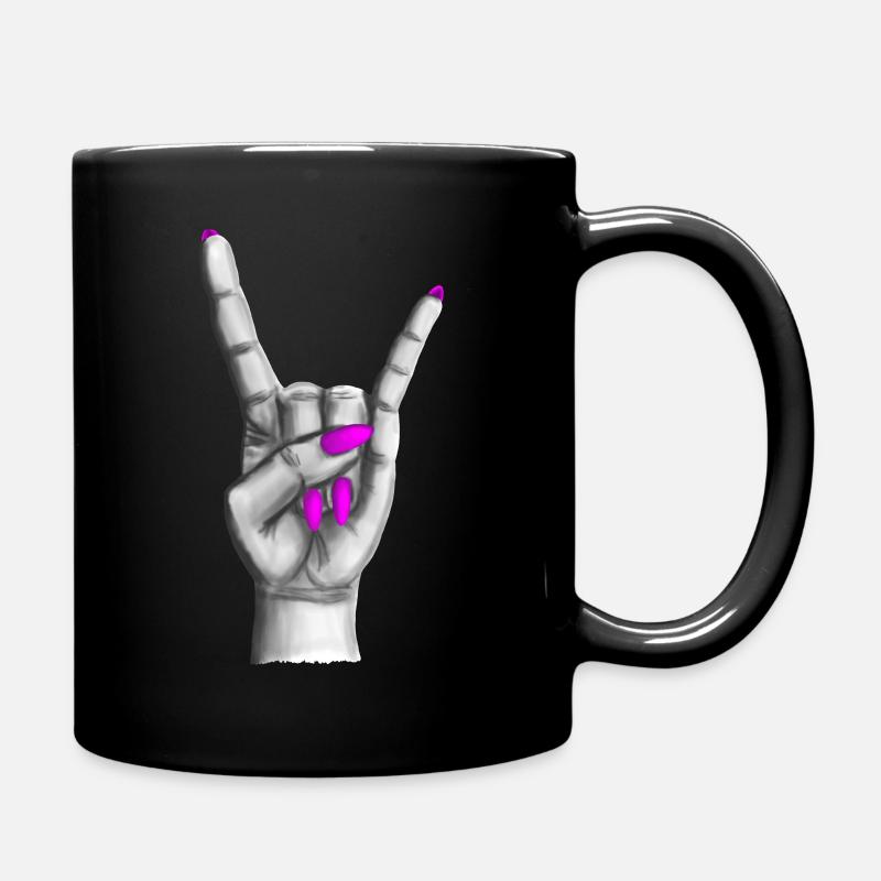 Heavy Metal à la main rose - Mug uni - noir