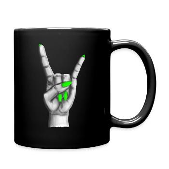 Heavy Metal Hand grüne Nägel - Tasse einfarbig - Schwarz - Rechts