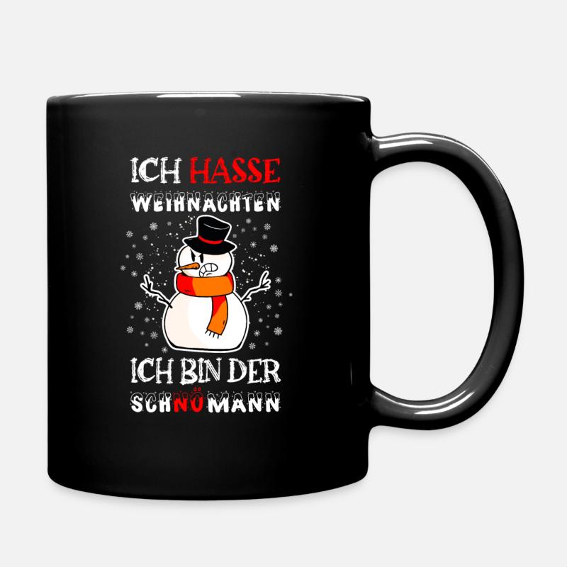 Ich hasse Weihnachten, Schnömann - Tasse einfarbig - Schwarz