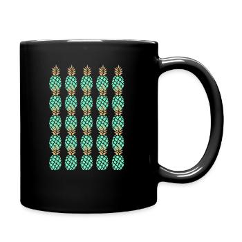 Ananas T-Shirt - Tasse einfarbig - Schwarz - Rechts