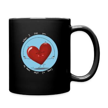 Herz setzt einen Schlag aus - Tasse einfarbig - Schwarz - Rechts