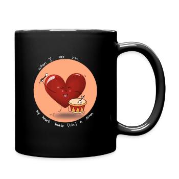 Hearts Beats Drum - Full Colour Mug - black - Right