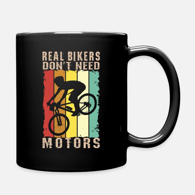 Echte Radfahrer brauchen keine Motoren und Akkus - Tasse einfarbig - Schwarz
