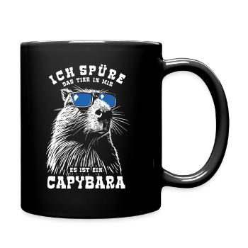 Ich spüre das Tier in mir, es ist ein Capybara - Tasse einfarbig - Schwarz - Rechts