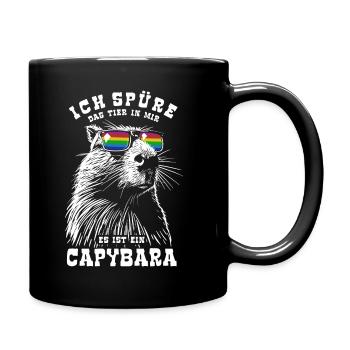 Ich spüre das Tier in mir, es ist ein Capybara - Tasse einfarbig - Schwarz - Rechts