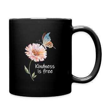 Freundlichkeit ist kostenlos - Tasse einfarbig - Schwarz - Rechts