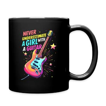Girl with Guitar - Full Colour Mug - black - Right