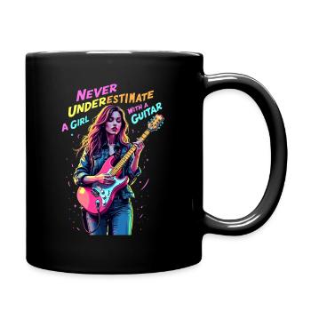 Girl with Guitar - Full Colour Mug - black - Right