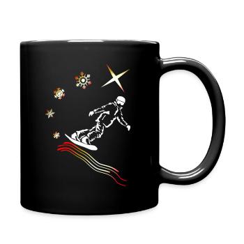 Motiv Snowboard Winterurlaub Geschenk - Tasse einfarbig - Schwarz - Rechts