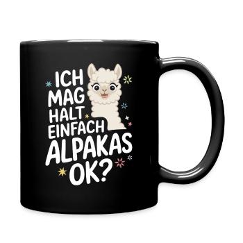 Alpaka Llama - Tasse einfarbig - Schwarz - Rechts
