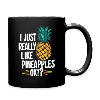 Ananas tropische hawaiianische Frucht - Tasse einfarbig - Schwarz - Rechts