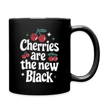 Kirsche Kirschen Früchte Essen - Tasse einfarbig - Schwarz - Rechts