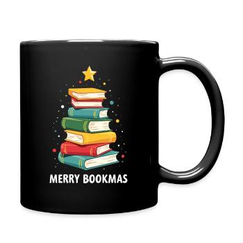 Merry Bookmas - Festliche Freude für Buchliebhaber - Tasse einfarbig - Schwarz - Rechts