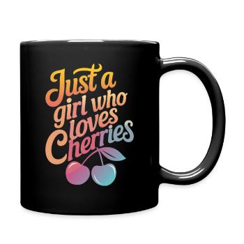 Kirsche Kirschen Früchte Essen - Tasse einfarbig - Schwarz - Rechts