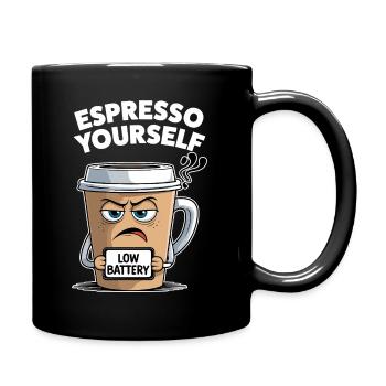 Espresso Yourself: Low Battery - Full Colour Mug - black - Right