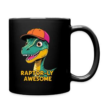 Raptor with Cap - Raptor-ly Awesome - Full Colour Mug - black - Right