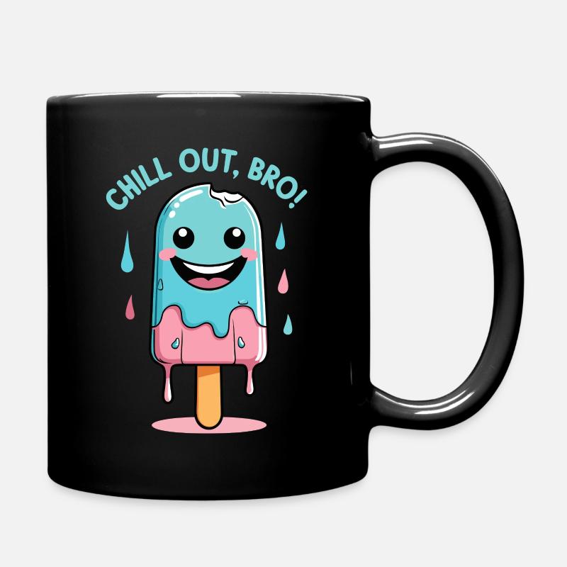 Lustiges Eis am Stiel Cartoon - Tasse einfarbig - Schwarz
