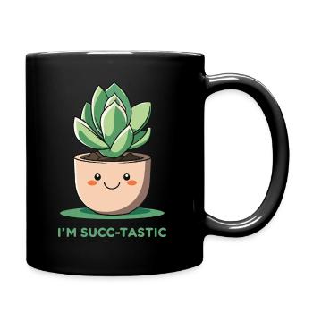 Funny Succulent Illustration with Pun - Full Colour Mug - black - Right