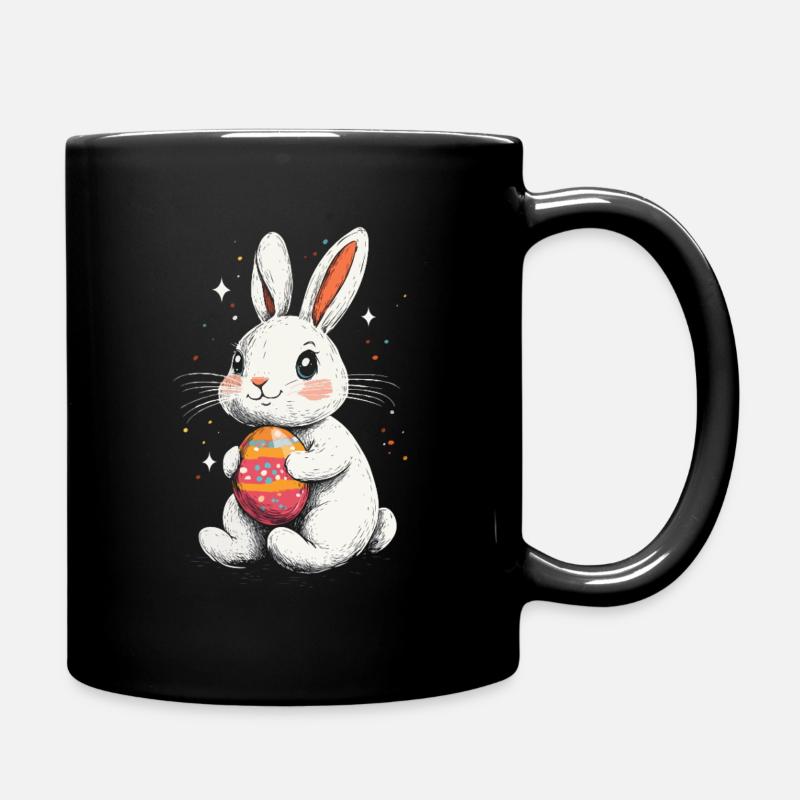 Osterhase mit Osterei Vintage - Tasse einfarbig - Schwarz