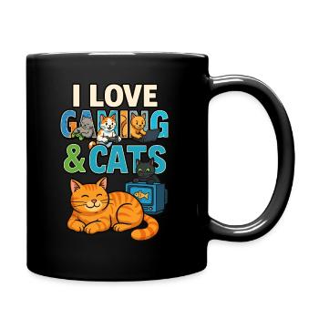 Gaming and cats combined - Full Colour Mug - black - Right
