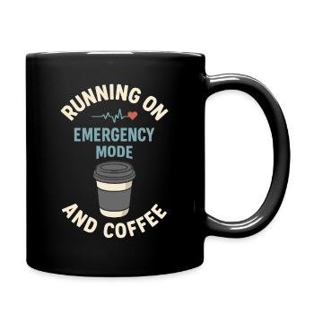 Emergency Mode Active – Fueled by Coffee - Full Colour Mug - black - Right