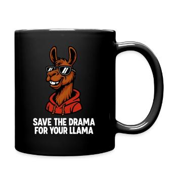 Cool Llama Illustration with Sunglasses - Full Colour Mug - black - Right