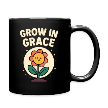 Süße Blume Grow in Grace - Tasse einfarbig - Schwarz - Rechts