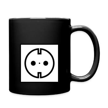 Steckdose Strom - Tasse einfarbig - Schwarz - Rechts