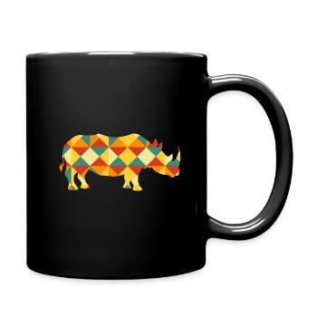 Nashorn Afrika Tier Tiere Safari Muster abstrakt - Tasse einfarbig - Schwarz - Rechts