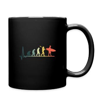 Surfer Evolution Herzschlag - Tasse einfarbig - Schwarz - Rechts