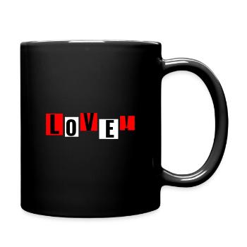 love, love lettering in block letters. Crazy - Full Colour Mug - black - Right