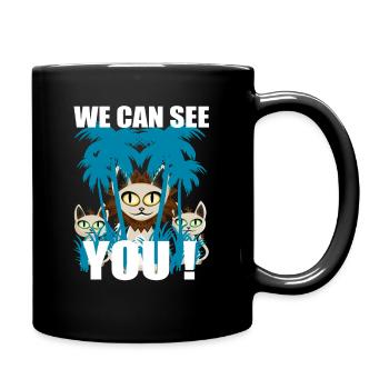 wir sehen dich - we can see you Löwenbande t shirt - Tasse einfarbig - Schwarz - Rechts