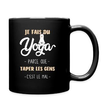 Je fais du yoga,Cadeau original drôle Sport Animal - Mug uni - noir - Droite