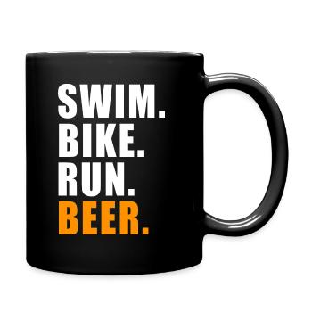 SWIM BIKE RUN BEER TRIATHLON GIFT TRIATHLET - Full Colour Mug - black - Right