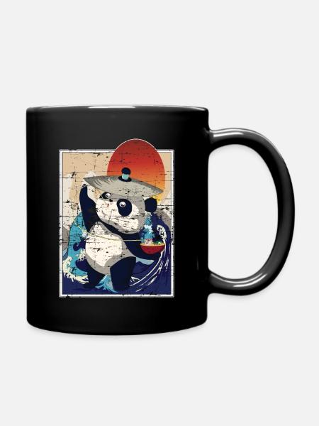 Asie Panda ours cadeau Kawaii Anime Ramen - Mug uni - noir