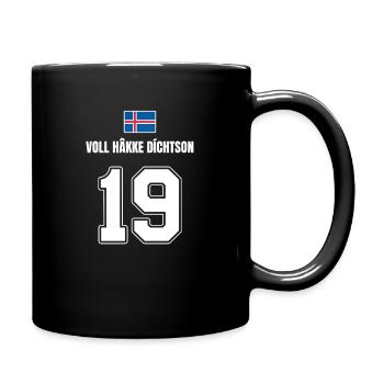 Fußball Island Sauf Trikot Voll Hakke Dichtson 19 - Tasse einfarbig - Schwarz - Rechts