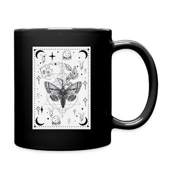 Goth Death Moth Sacred Geometry - Moon Okkult Dark - Tasse einfarbig - Schwarz - Rechts