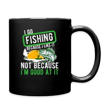 Angler Hobbyangler Fischer - Tasse einfarbig - Schwarz - Rechts
