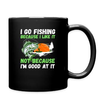 Angler Hobbyangler Fischer - Tasse einfarbig - Schwarz - Rechts