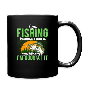 Angler Hobbyangler Fischer - Tasse einfarbig - Schwarz - Rechts