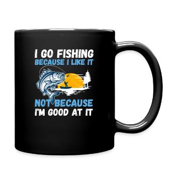 Angler Hobbyangler Fischer - Tasse einfarbig - Schwarz - Rechts