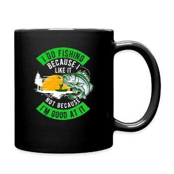 Angler Hobbyangler Fischer - Tasse einfarbig - Schwarz - Rechts