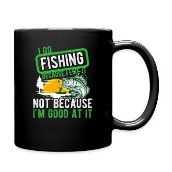 Angler Hobbyangler Fischer - Tasse einfarbig - Schwarz - Rechts
