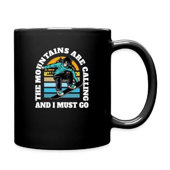 The mountains call Freestyle Snownboarding - Full Colour Mug - black - Right