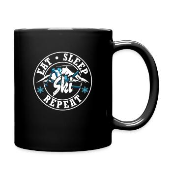 Ski Skiurlaub Eat Sleep Ski Repeat - Tasse einfarbig - Schwarz - Rechts