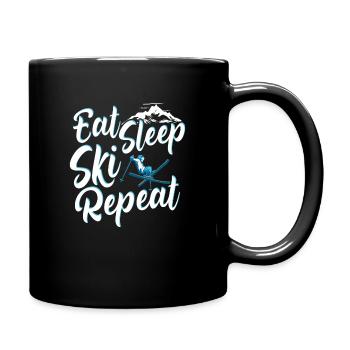 Ski Skiurlaub Eat Sleep Ski Repeat - Tasse einfarbig - Schwarz - Rechts