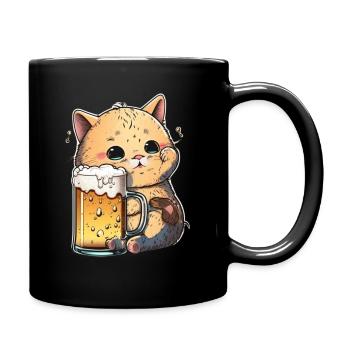 Chat amateur de bière - Mug uni - noir - Droite